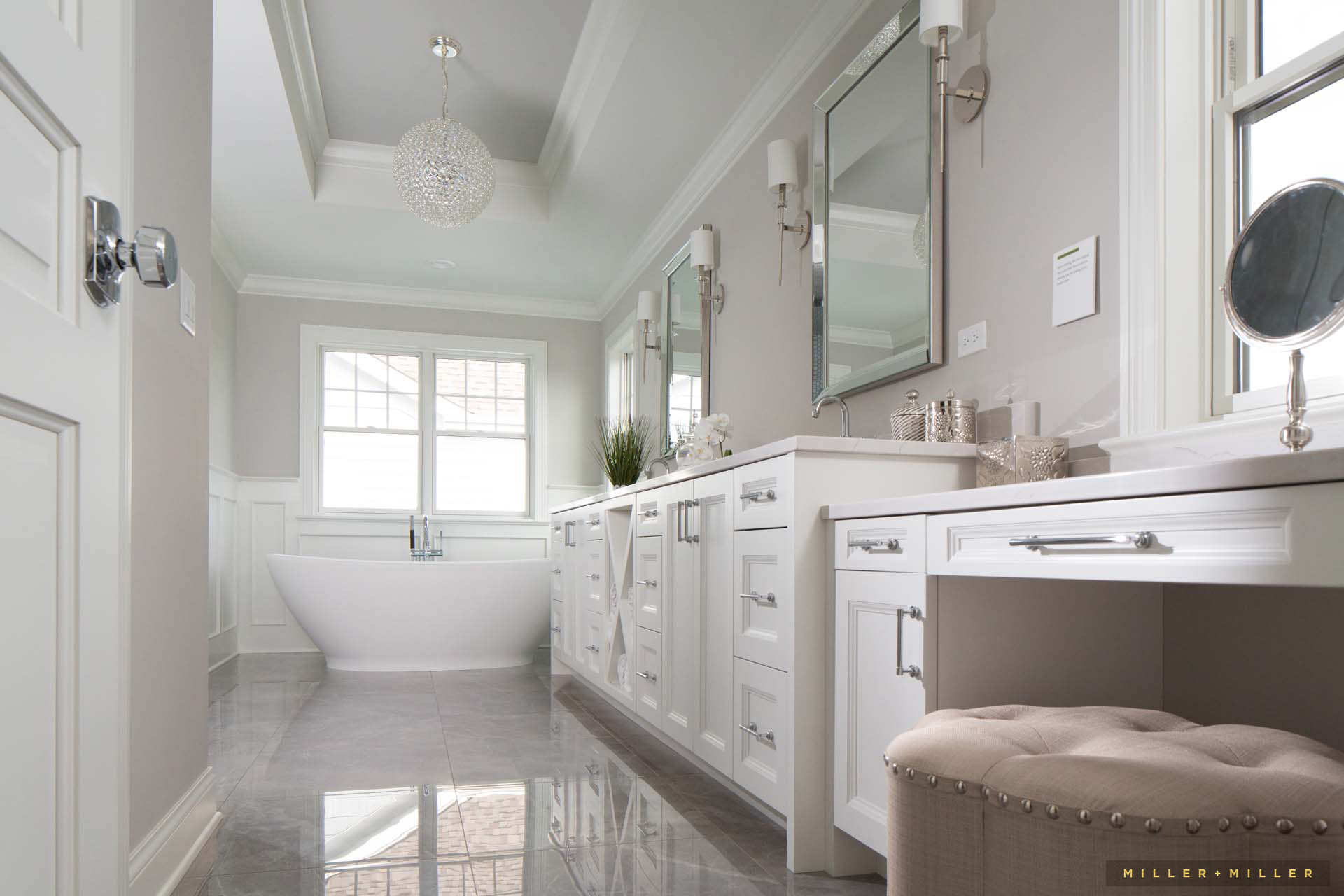 elegant-white-master-bathroom-round-crystal-chandelier-tub