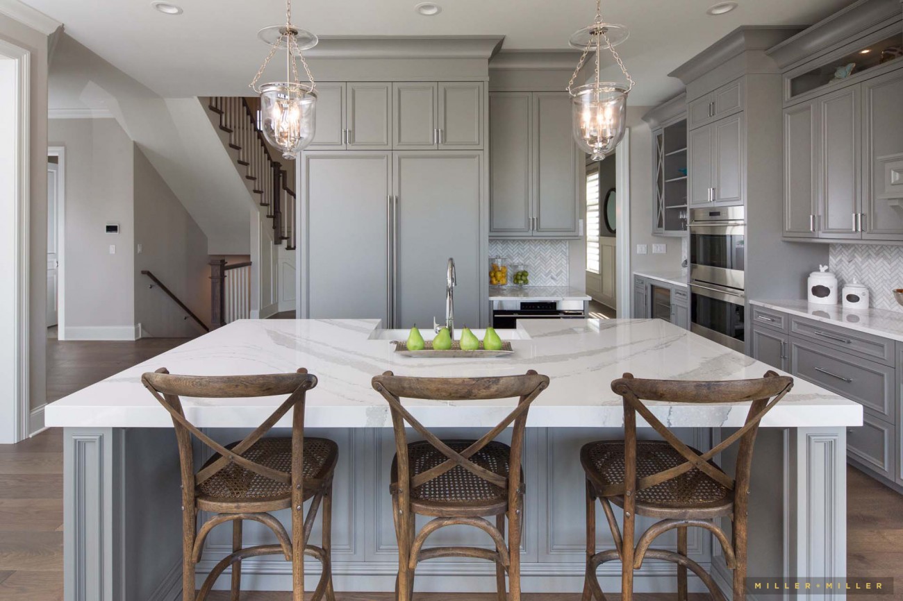 Inspiring Room Modern NantucketStyle Farmhouse Kitchen with Gray