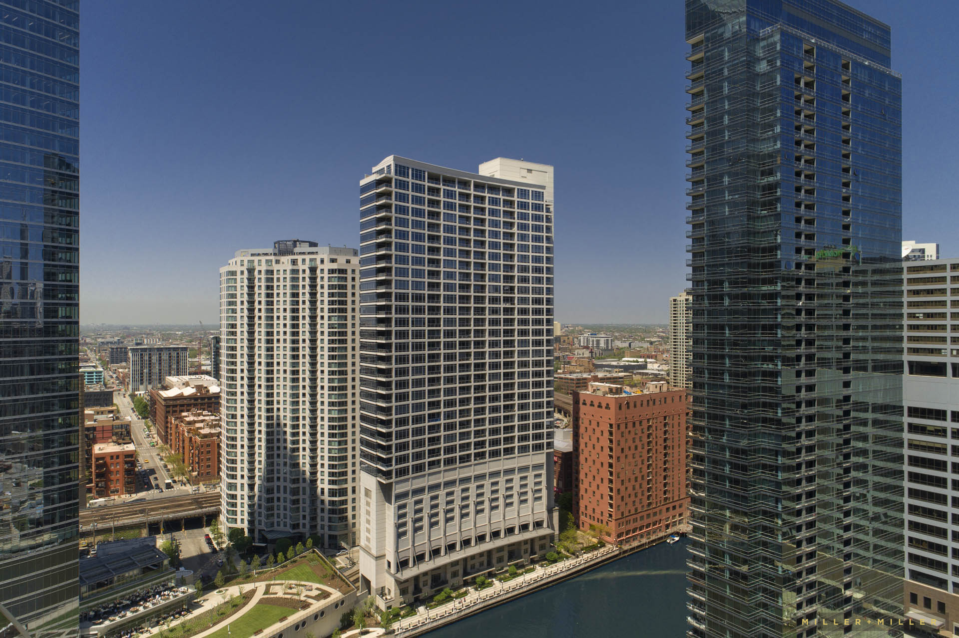 Detroit building drone high-rises photography