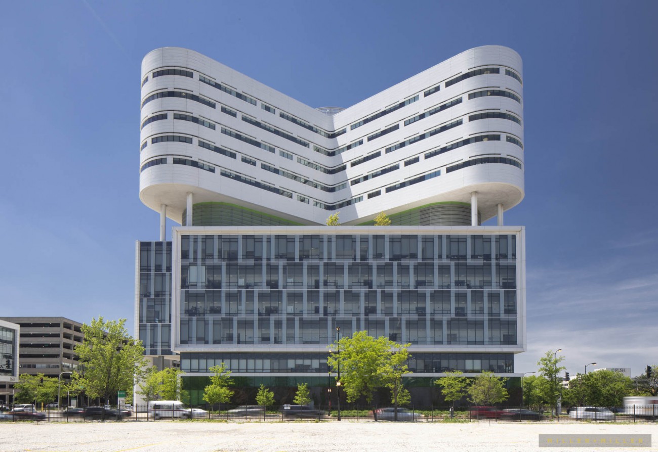 Rush University Medical Center Hospital Tower in Chicago.