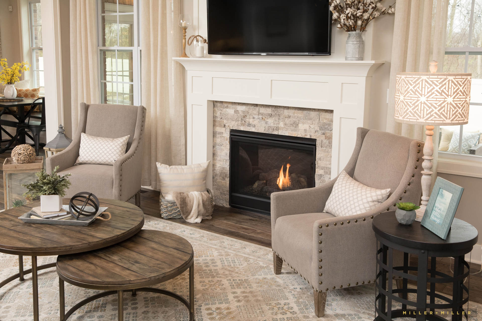Warm Fireplace Interior Luxury Photographer